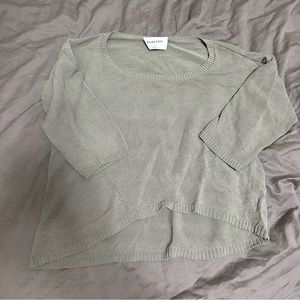 Babaton Olive Green 3/4 Sleeve Flowy Knit Shirt  - Size Small